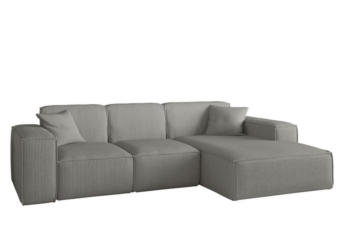 ECKSOFA Celes Premium Stoff Scala - Grau, Holzwerkstoff/Textil (266/165cm) - Fun Möbel