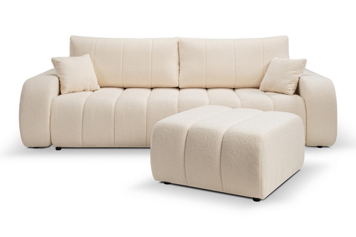 POLSTERHOCKER GIOIA Modern Sitzhocker, Fußhocker Creme - Creme, Holzwerkstoff/Kunststoff (75/41/82cm) - MASSENO