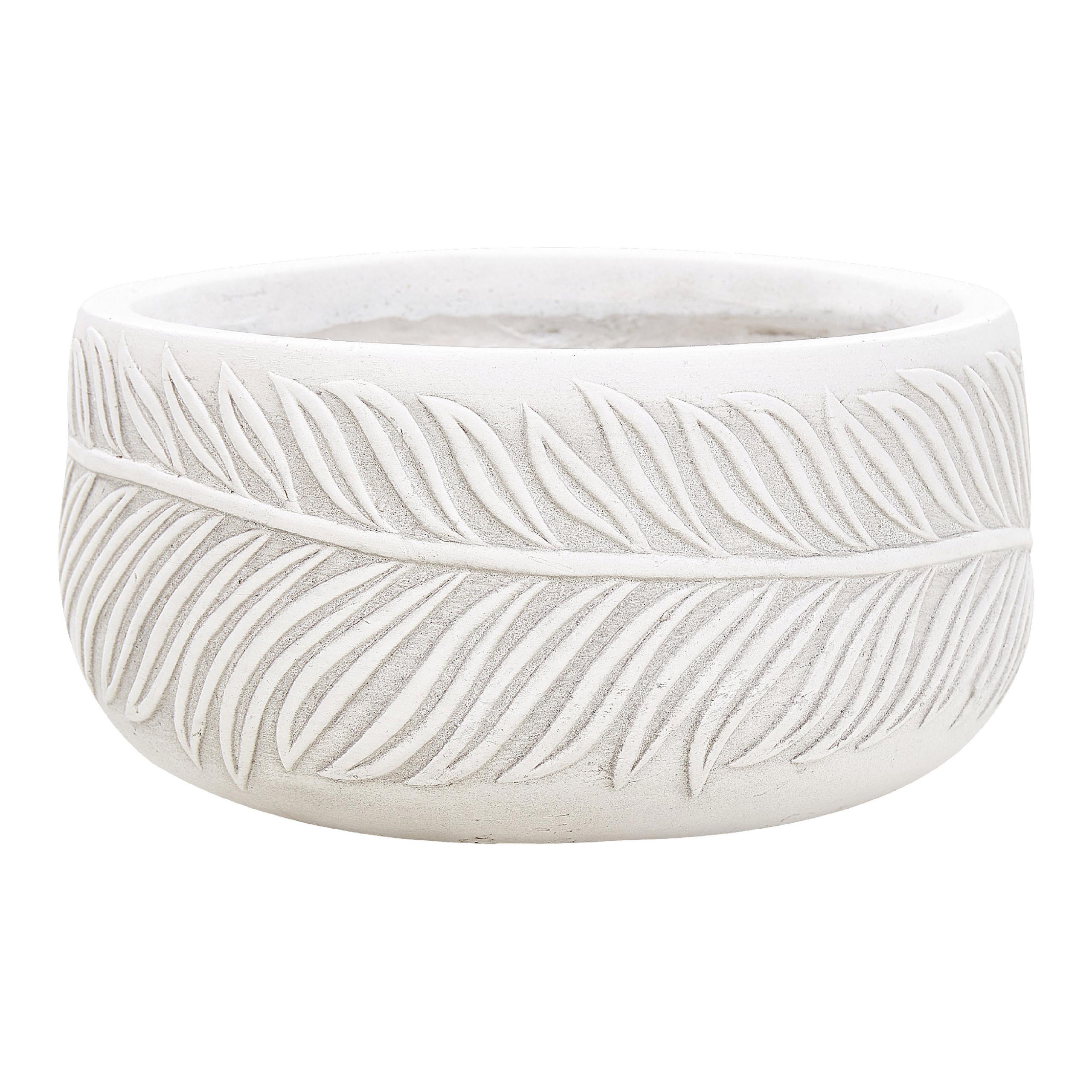 BLUMENTOPF cremeweiß rund 25/25/14 cm Ftero - Weiß, Naturmaterialen (14cm) - Beliani