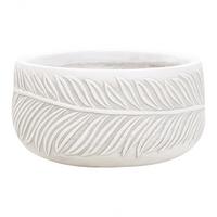 BLUMENTOPF cremeweiß rund 25/25/14 cm Ftero - Weiß, Naturmaterialen (14cm) - Beliani