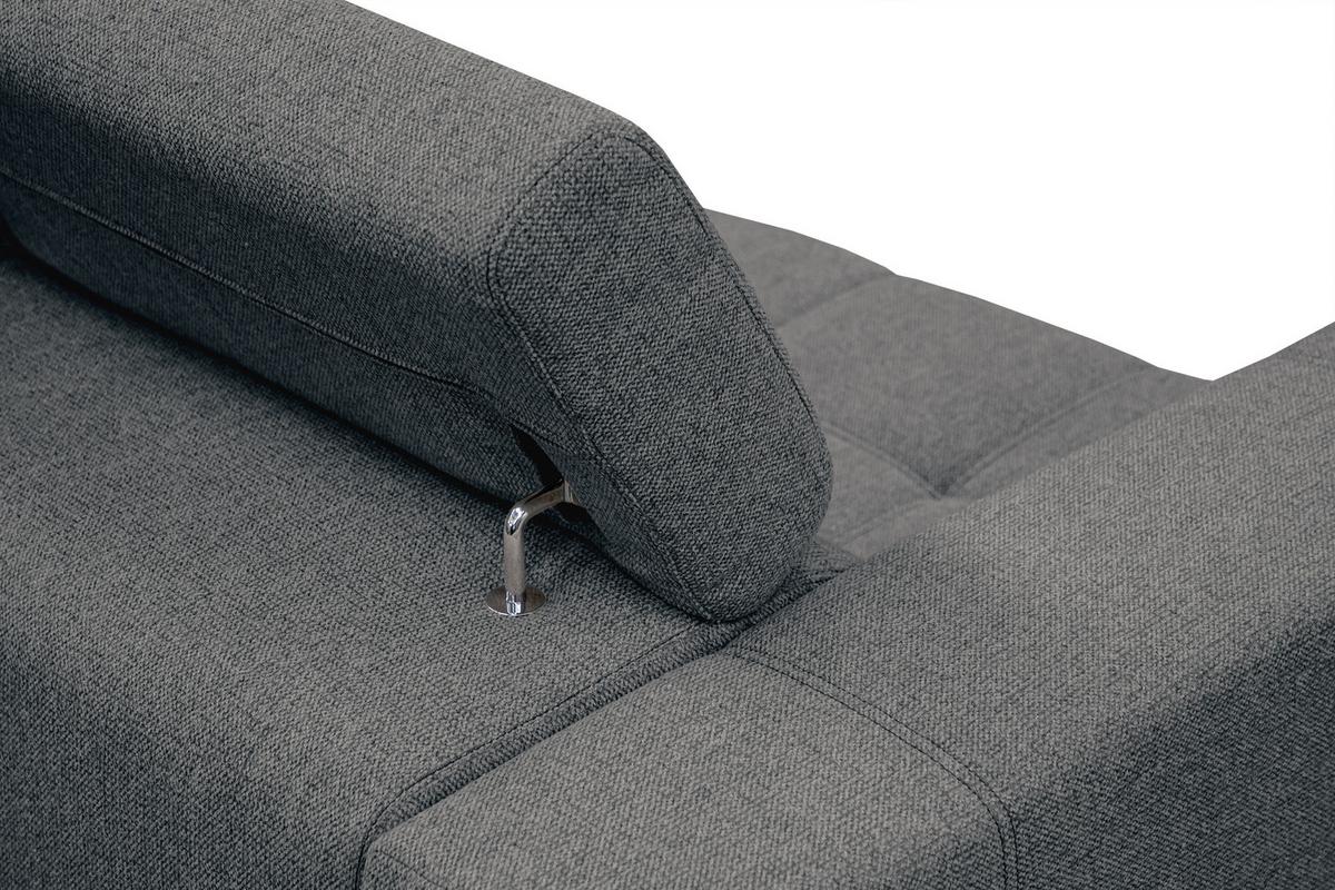 SOFA QUARTZ 3-Sitzer mit Ausziehsitz, dunkelgrau - Dunkelgrau, Holzwerkstoff/Textil (202/80/102cm) - Wozimo
