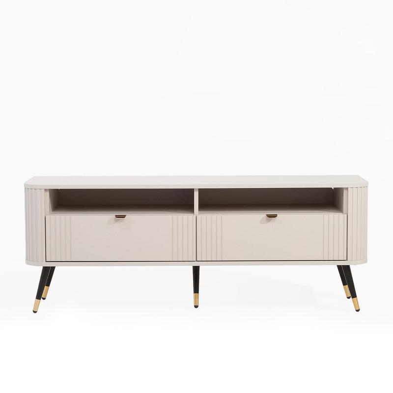TV-SCHRANK AURA auf Füßen mit geriffelter Front - Beige, Holzwerkstoff (138/53/40cm) - Idohome
