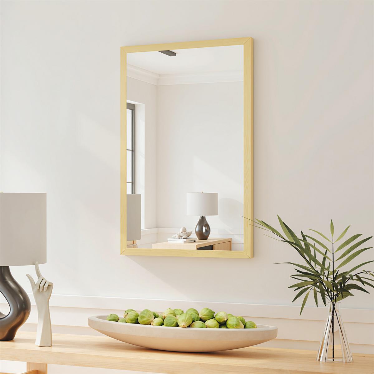 RECHTECKIG Spiegel Dekorativ 40 x 60 cm - Naturfarben, Holzwerkstoff (2/60/40cm) - HOMCOM
