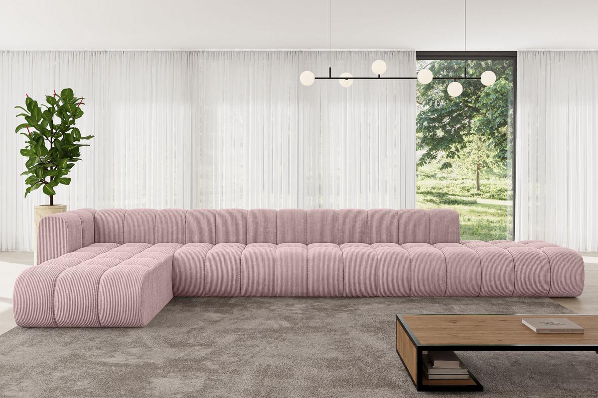 ECKSOFA modulares Sofa Zuvon-L3 - 478x177x70 cm Rosa - Rosa, Holzwerkstoff/Textil (478/177cm) - ALTDECOR