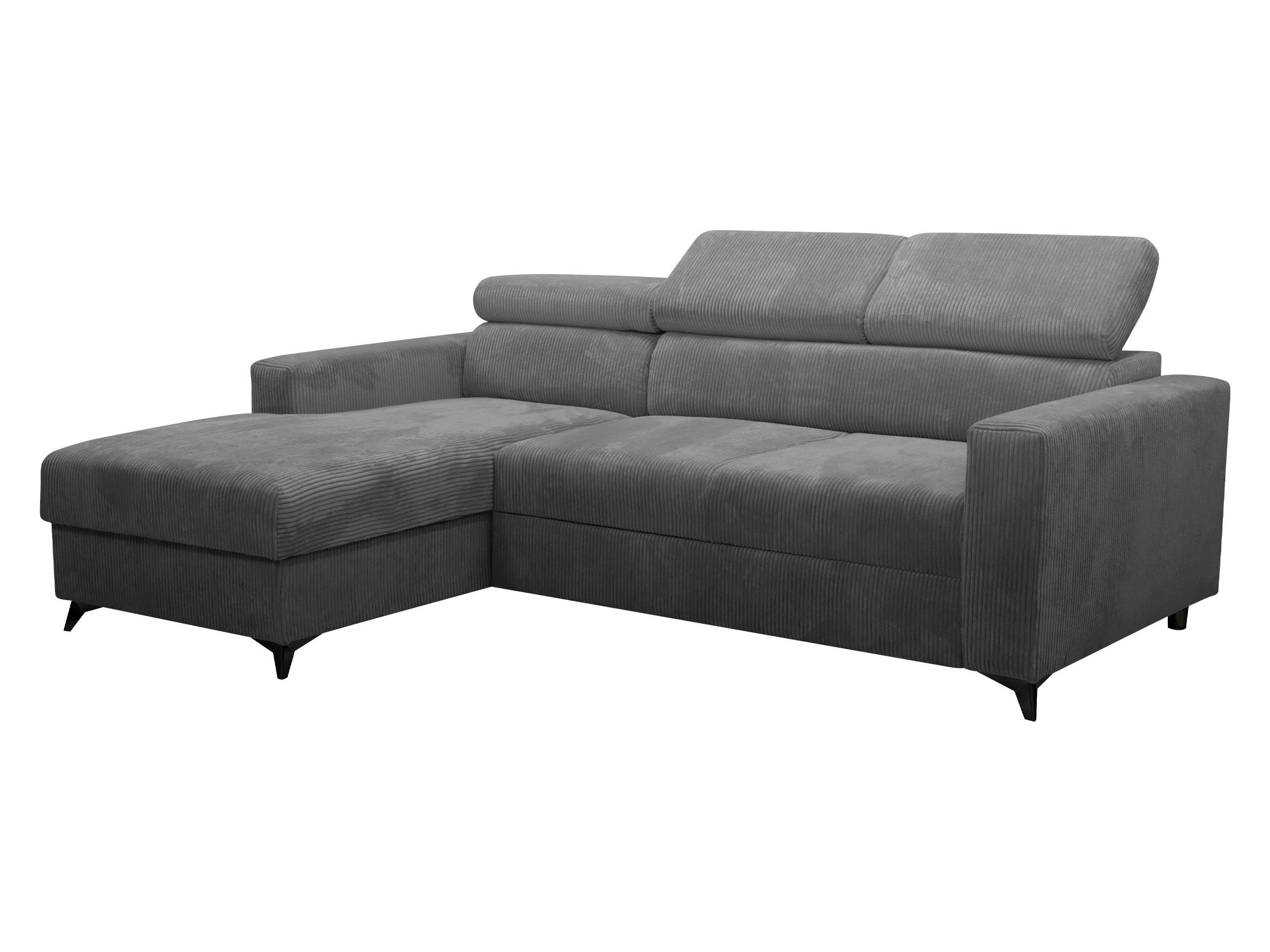 ECKSOFA Milano Premium Cord, Seite: Links LC+2R - Graphitfarben/Schwarz, Holz/Textil (236/172cm) - MIRJAN24