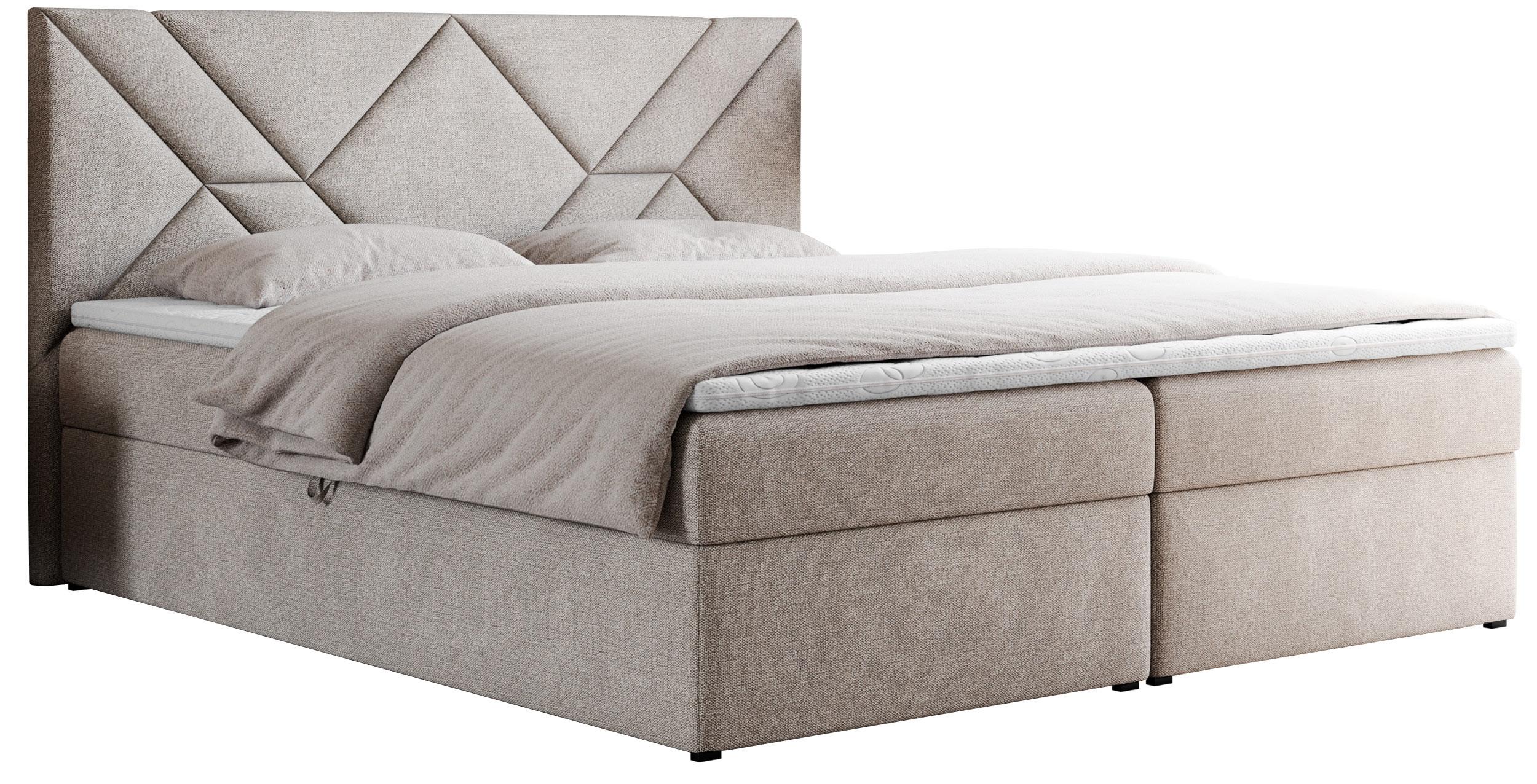 BOXBETT NEOMI 160/200 - Beige Strukture - H4 - Visco - Beige, Holz/Textil (160/200cm)