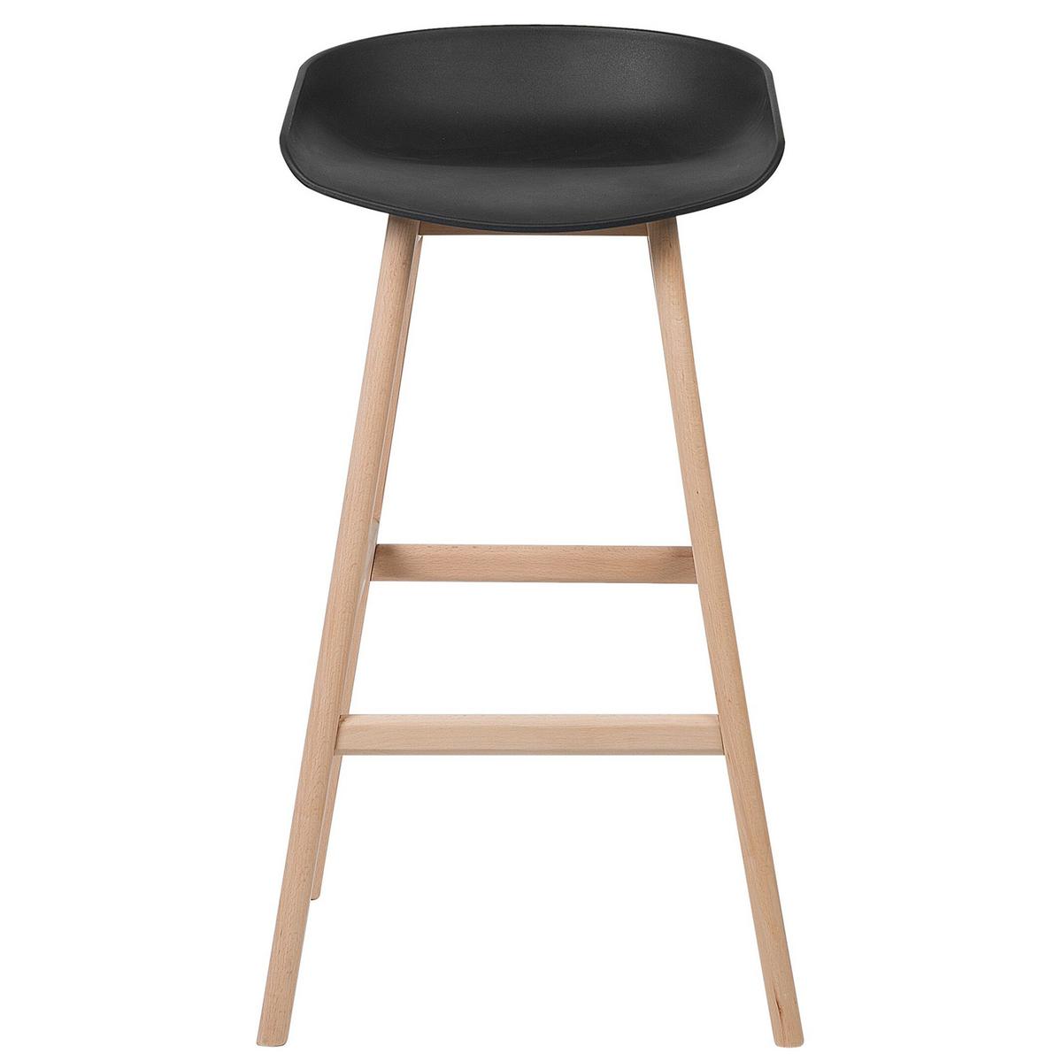 BARSTUHL 2er-Set Kunststoff Schwarz Micco - Schwarz, Holz/Kunststoff (42/85/46cm) - Beliani