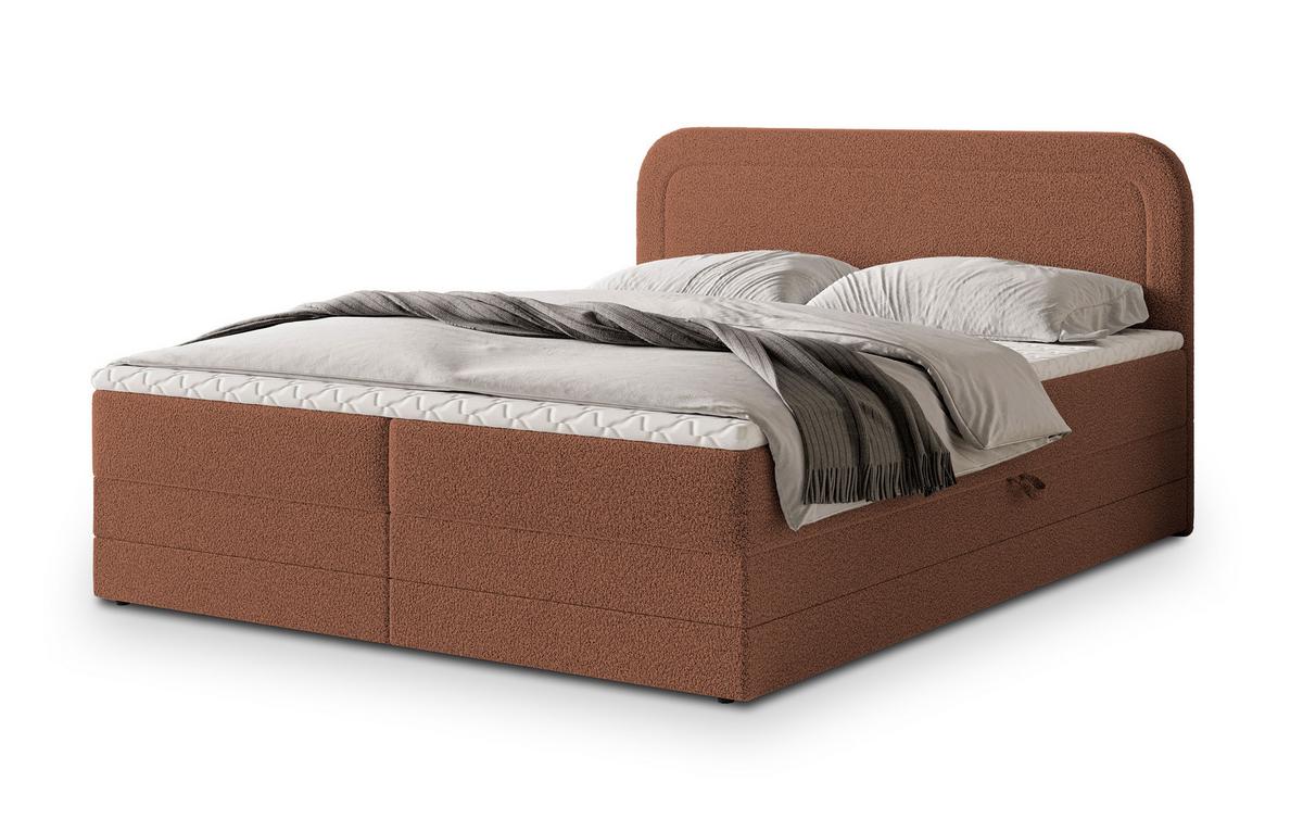 BOXBETT ARMEL 160x200 cm mit Matratze und Topper - Orange - Orange, Holz (160/200cm) - MASSENO