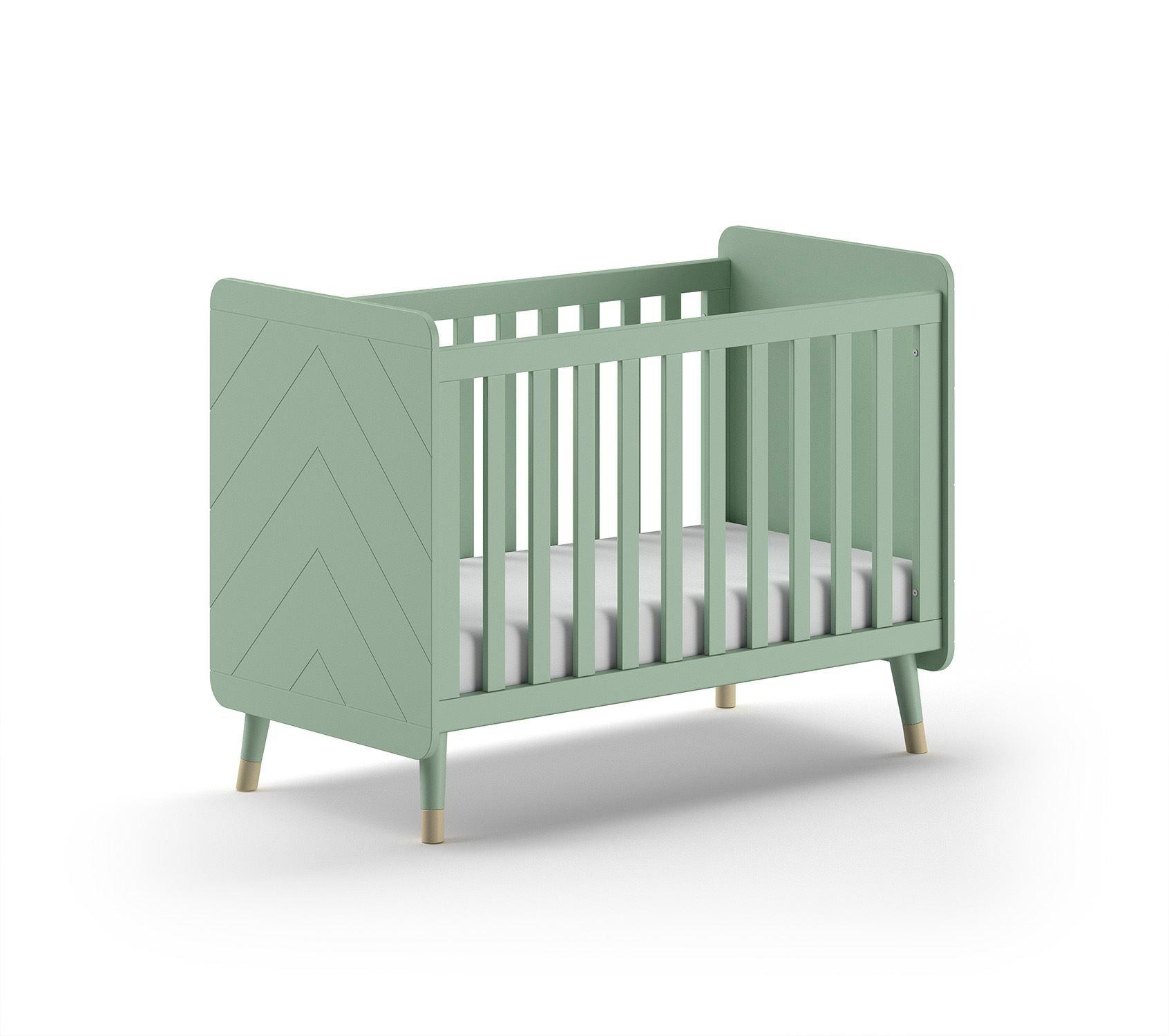 BABYBETT Kamillah 124x96x68 aus MDF in Olive Grün - Grün, Holzwerkstoff (60/120cm) - 58aufmkessel