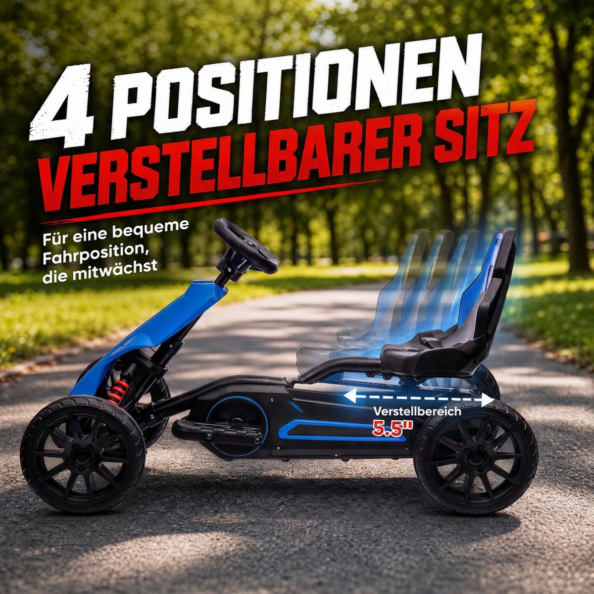 KINDER-ELEKTRO-GOKART Kunststoff Metall Blau - Blau, Kunststoff (100/58/58.5cm) - HOMCOM