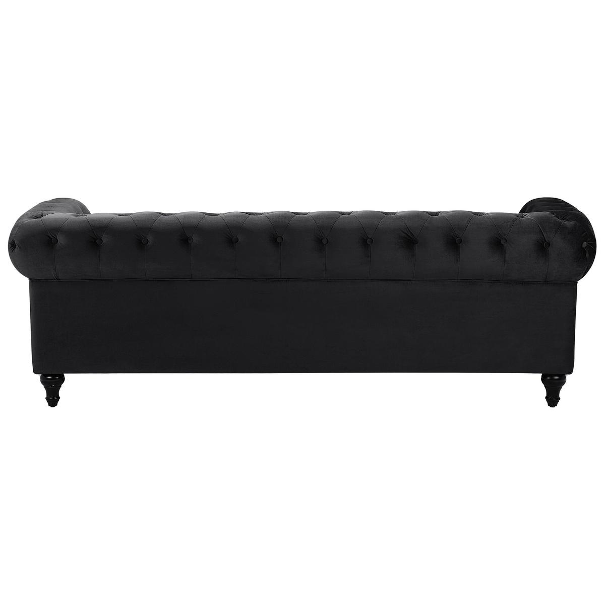 4-SITZER SOFA SET Samtstoff Schwarz Chesterfield - Schwarz, Textil (201/70/75cm) - Beliani