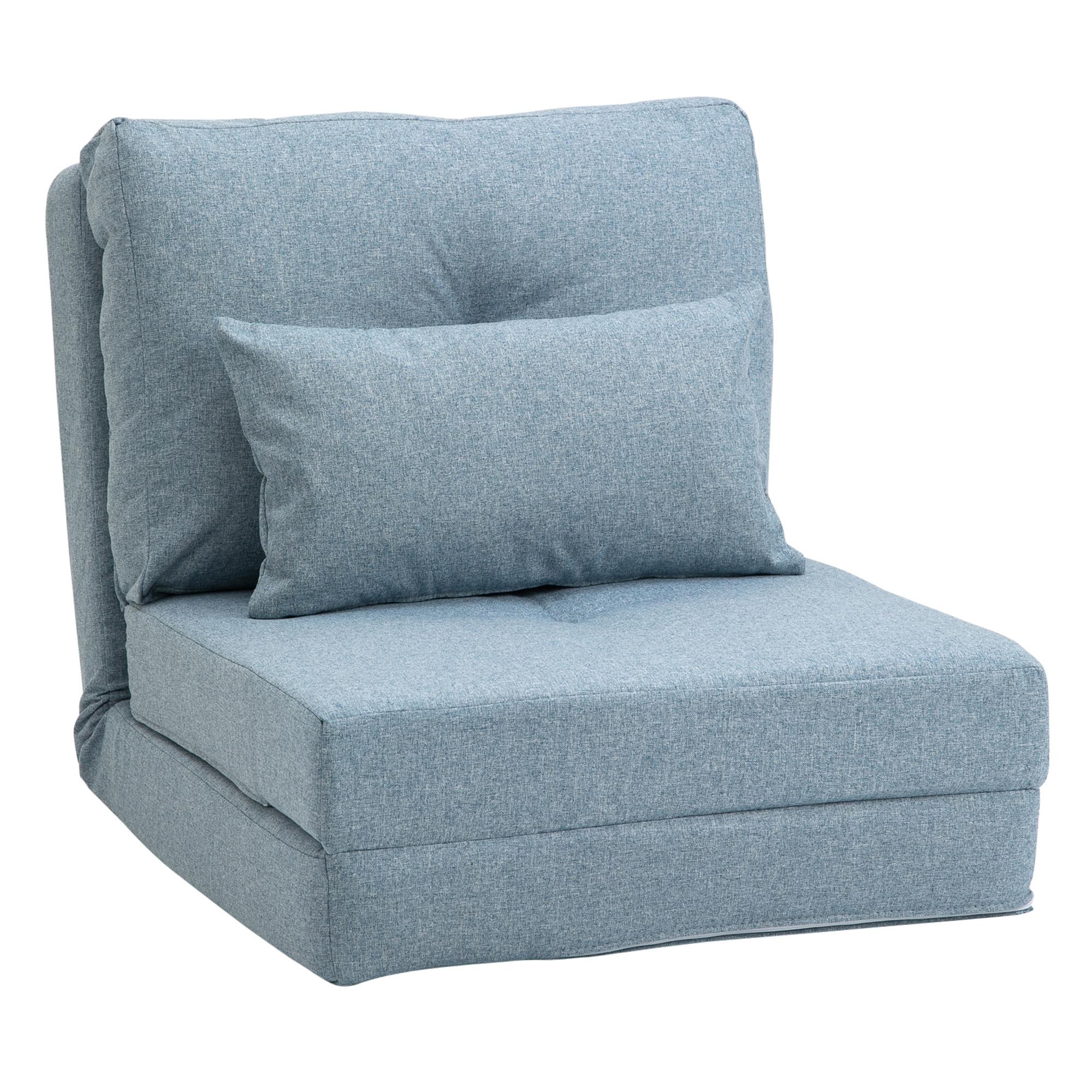 BODENSESSEL 2-in-1 Klappmatratze mit verstellbarer Rückenlehne Metall Himmelblau - Blau, Metall (60/56/80cm) - HOMCOM