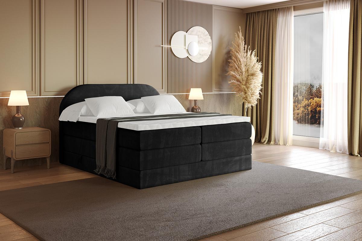 BOXSPRINGBETT mit Matratze und Lattenrost - NOX KING-200x200 - Schwarz Casablanca - Schwarz, Holzwerkstoff (200/200cm) - ALTDECOR