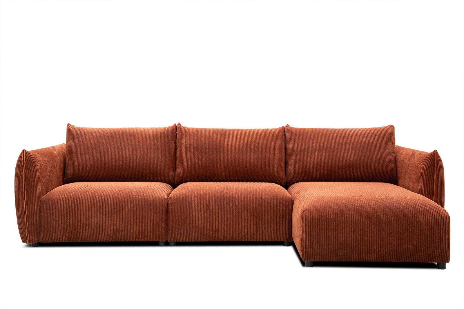 ECKSOFA TAUER 5-Sitzer, orange - Schwarz/Orange, Holzwerkstoff/Kunststoff (294/173cm) - Wozimo