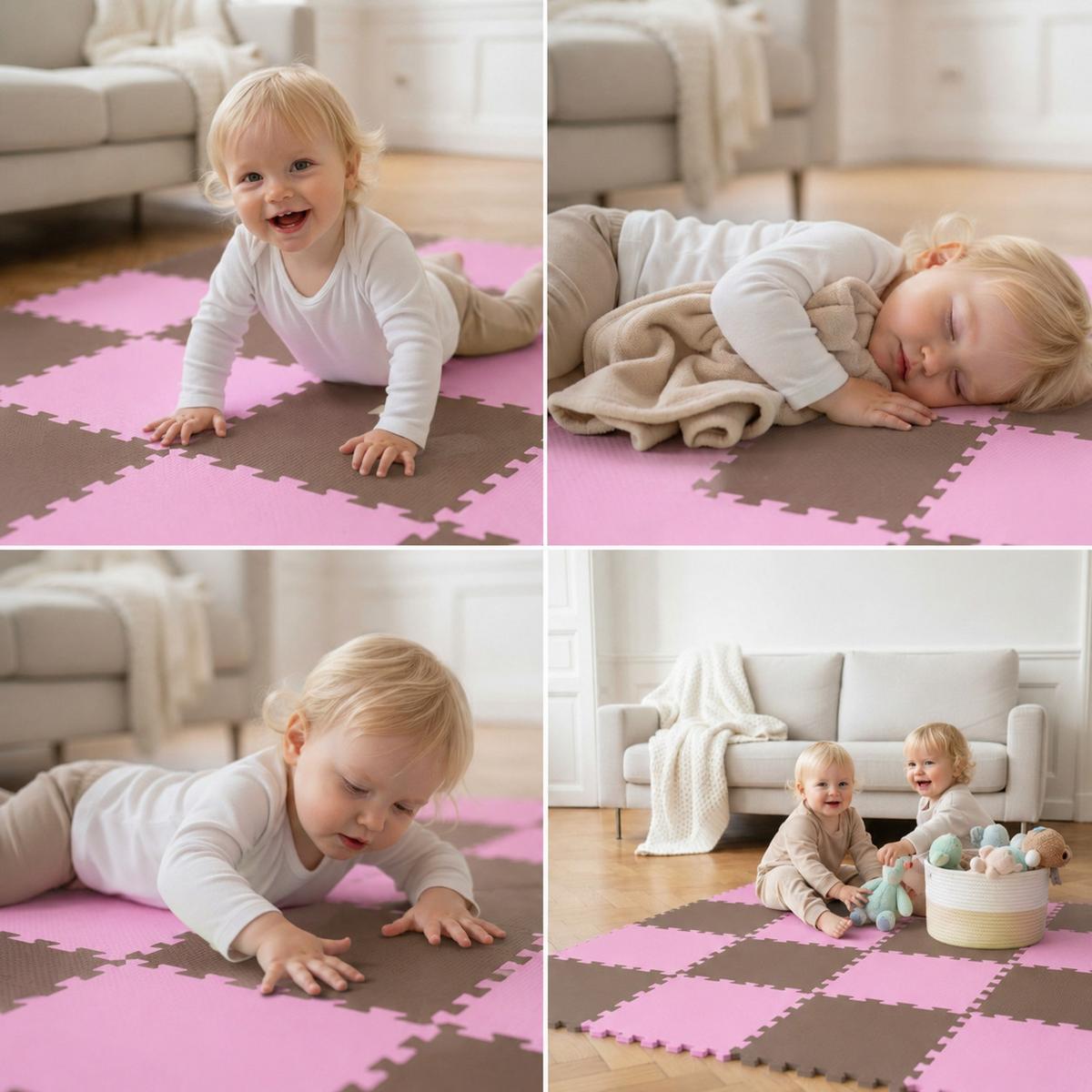 SPIELMATTE ab Null - 180/90/1 cm Puzzlematte Pink - Multicolor, Kunststoff (30/30cm) - Littletom