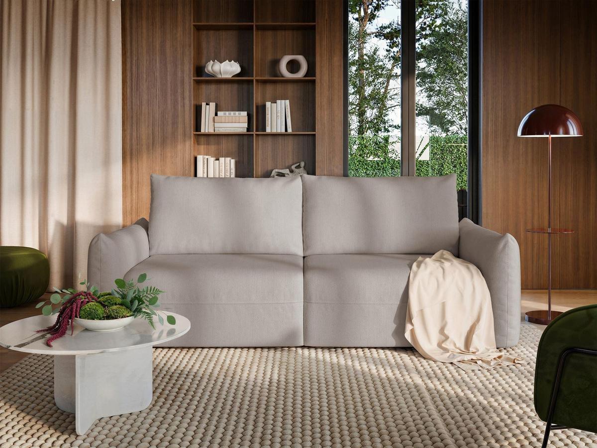SCHLAFSOFA Theolla Hellbeige - Ecru/Schwarz, Textil/Metall (248/97/111cm) - Selsey