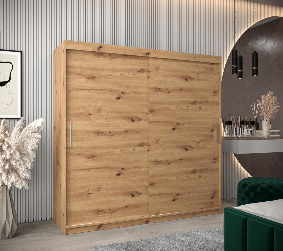 SCHIEBETÜRENSCHRANK TOKYO 200/200/62 2-türig - Silberfarben/Eiche Artisan, Holz/Kunststoff (200/200/62cm) - MÖBEL KRYSPOL