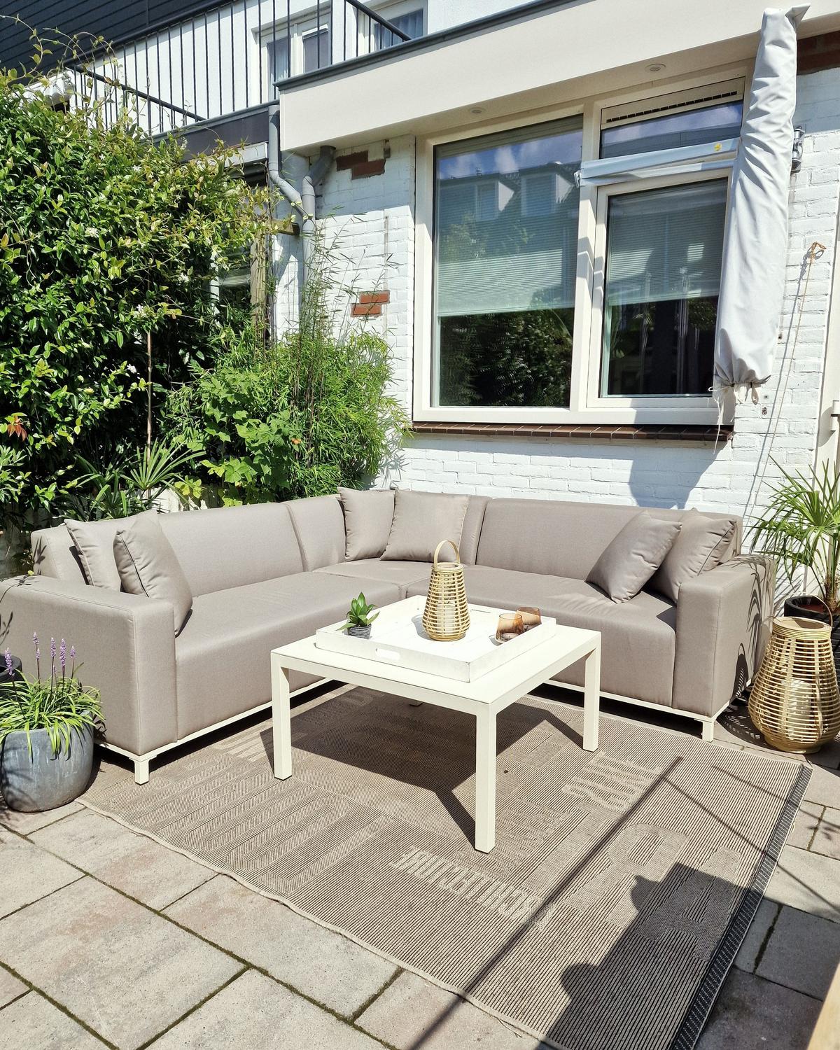 LOUNGE SET 5-Sitzer cremeweiß linksseitig modular Belize - Creme, Textil - Beliani