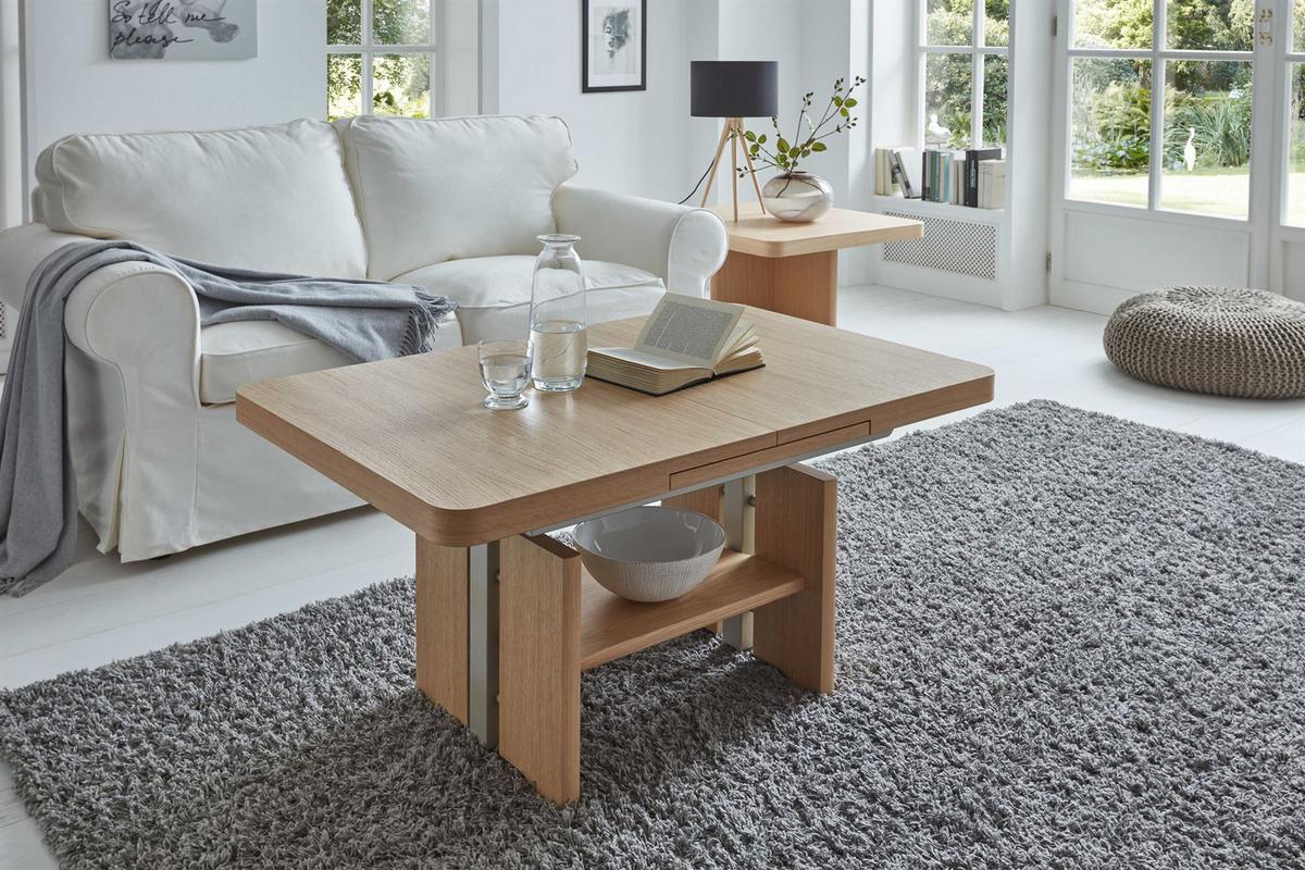 COUCHTISCH höhenverstellbar und ausziehbar Cindee 100x56x60 Eiche - Eichefarben, Holz (100/60/60cm) - 58aufmkessel
