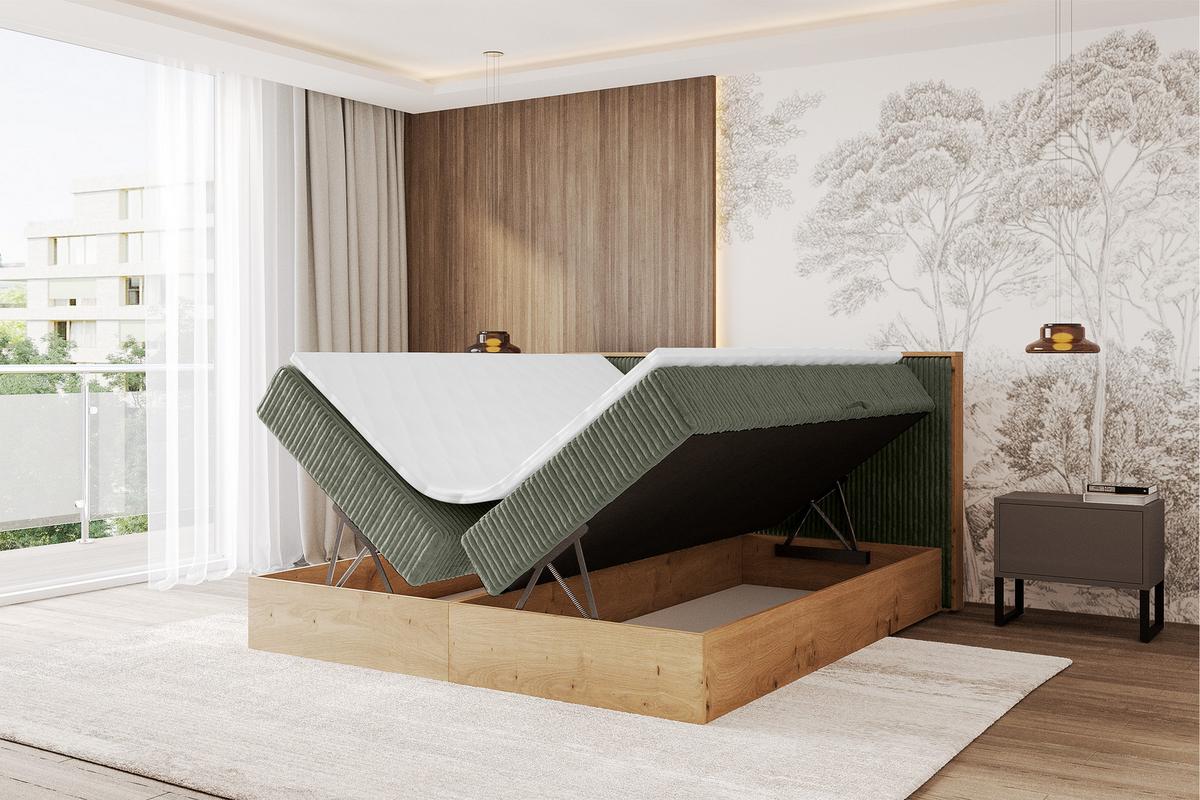 BOXBETT LOLLI9 - 120x200 - H4 Olivgrün - Olivgrün, Holzwerkstoff (120/200cm) - ALTDECOR