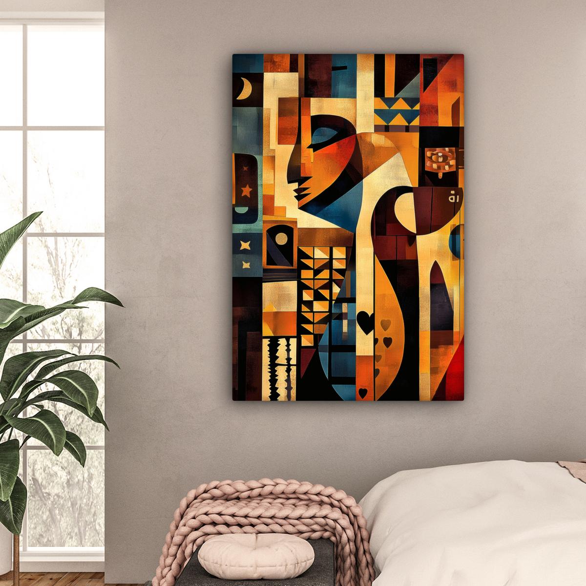 LEINWANDBILD Figuren - Abstrakt - Symbole Deko XXL 80x120 cm - Terracotta, Textil (80/120cm) - MuchoWow