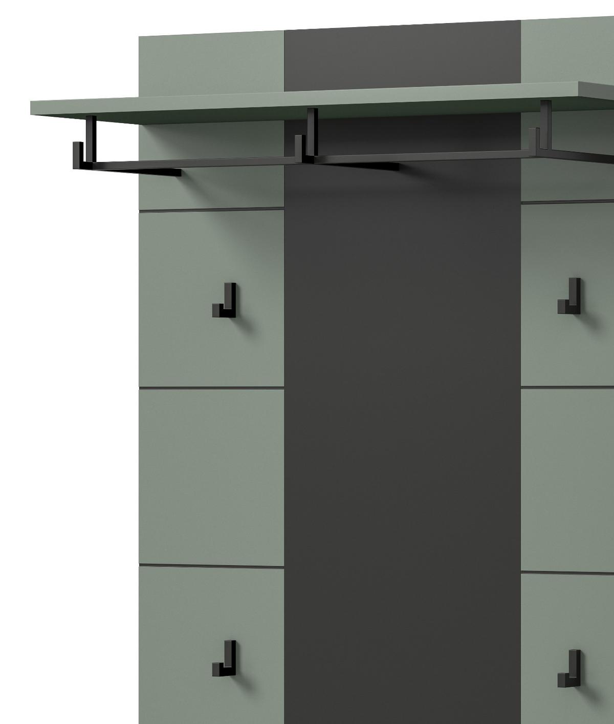 GARDEROBE-SET Salbei und Grau, Garderobe 4-teilig, 175 x 190 cm, Soft-Close, Cooper - Salbeigrün/Dunkelgrau, Holzwerkstoff/Kunststoff (175/190/37cm) - Inn.Furn