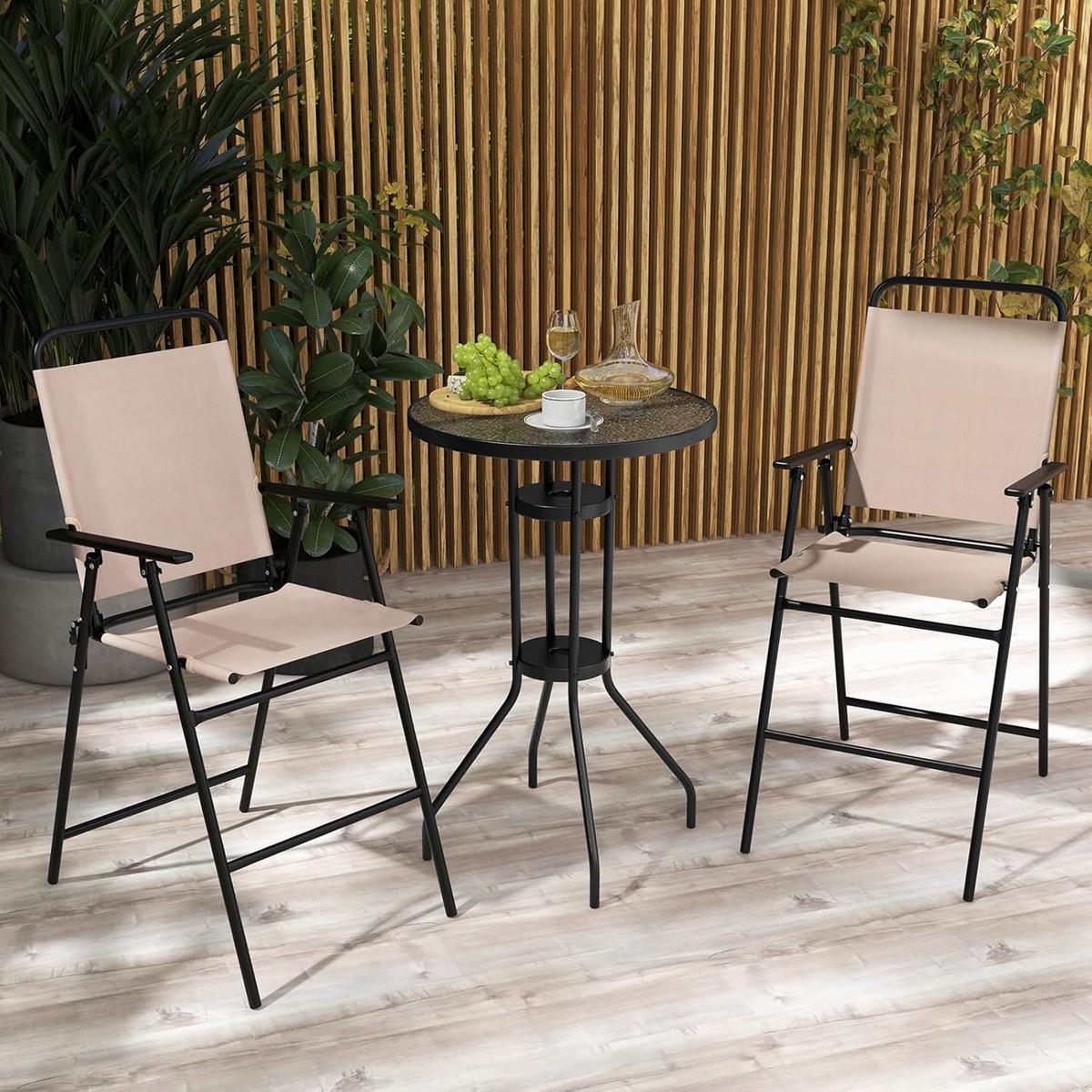 BARHOCKER SET Beige(3-teilig) - Beige, Textil - COSTWAY