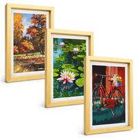 BILDER SET 3er Set - 20x30 cm Goldrahmen - Herbstfarbene Lilienterrasse - Goldfarben, Kunststoff (20/30cm) - TULUP