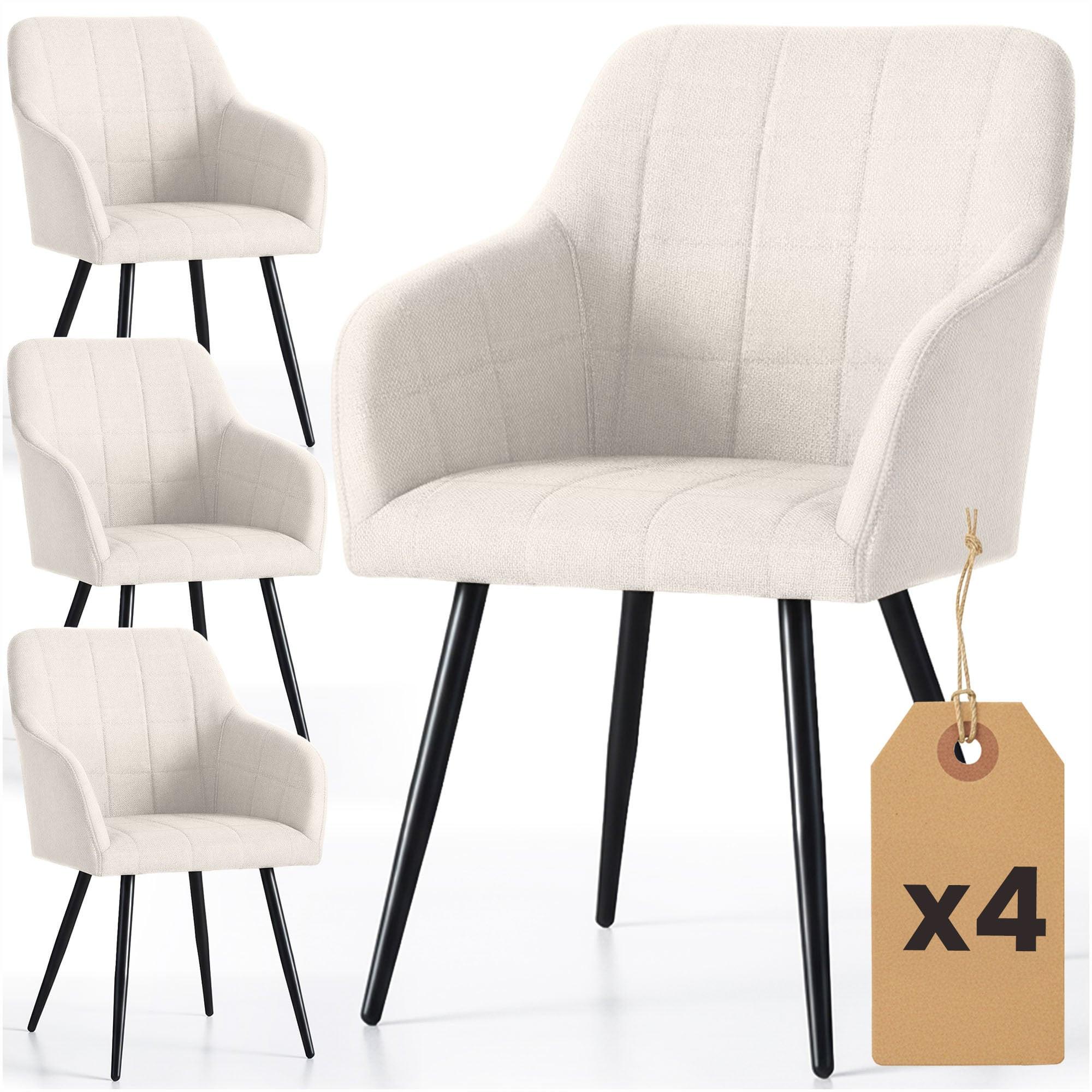 POLSTERSTUHL 4er Set, Metallbeine Creme, Schwarz, X 54/82/58 - Creme/Schwarz, Textil (54/82/51cm) - RAUMHIRSCH FURNITURE