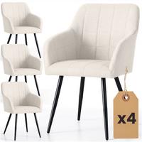 POLSTERSTUHL 4er Set, Metallbeine Creme, Schwarz, X 54/82/58 - Creme/Schwarz, Textil (54/82/51cm) - RAUMHIRSCH FURNITURE