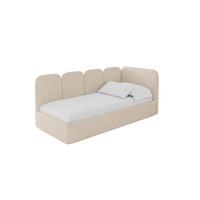EINZELLBETT Jugendbett mit Bettkasten und Matratze H3/H4, Links - VELY 100x200 Beige - Creme, Holzwerkstoff/Textil (100/200cm) - ALTDECOR