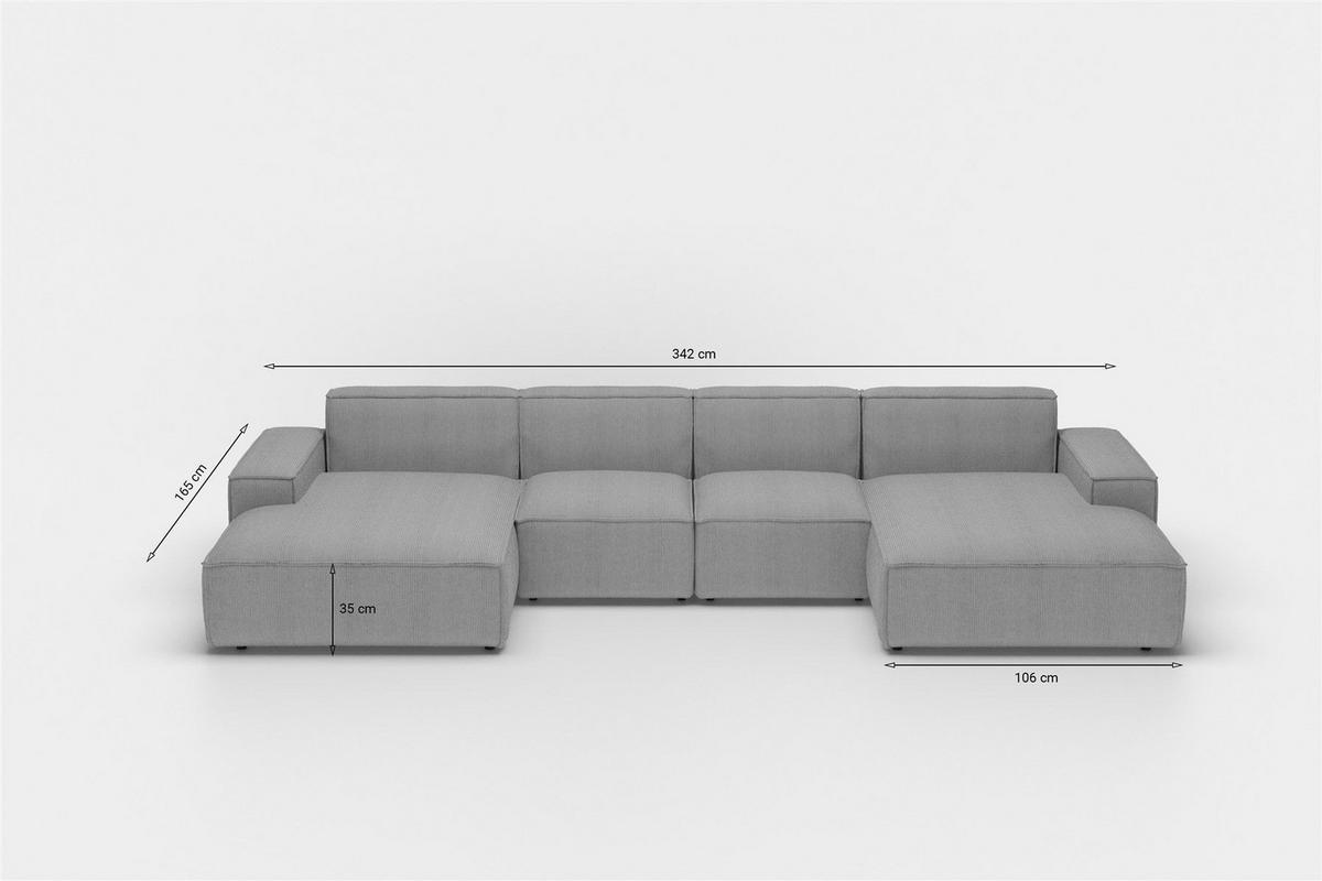 WOHNLANDSCHAFT Celes Premium Xs Opera - Olivgrün, Holzwerkstoff/Textil (342/73/165cm) - Fun Möbel