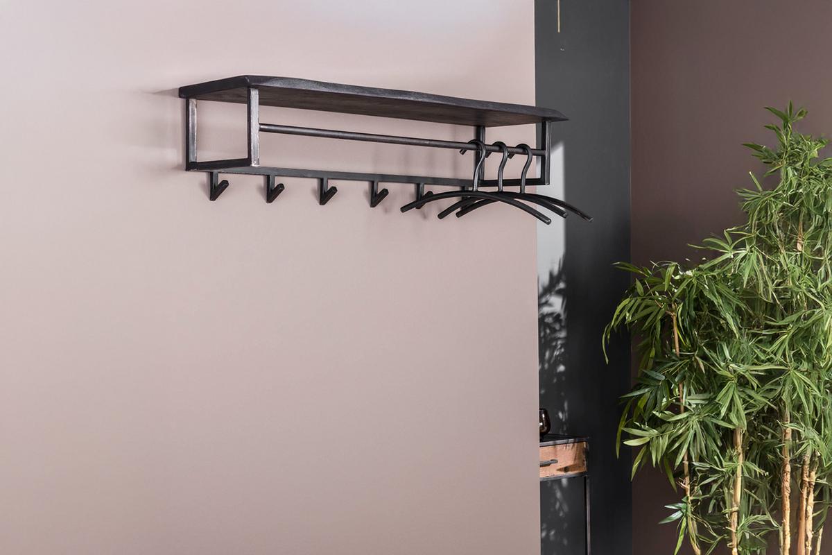 GARDEROBE ADORA Schwarz Akazie - Schwarz, Metall (100/27/30cm) - KAWOLA