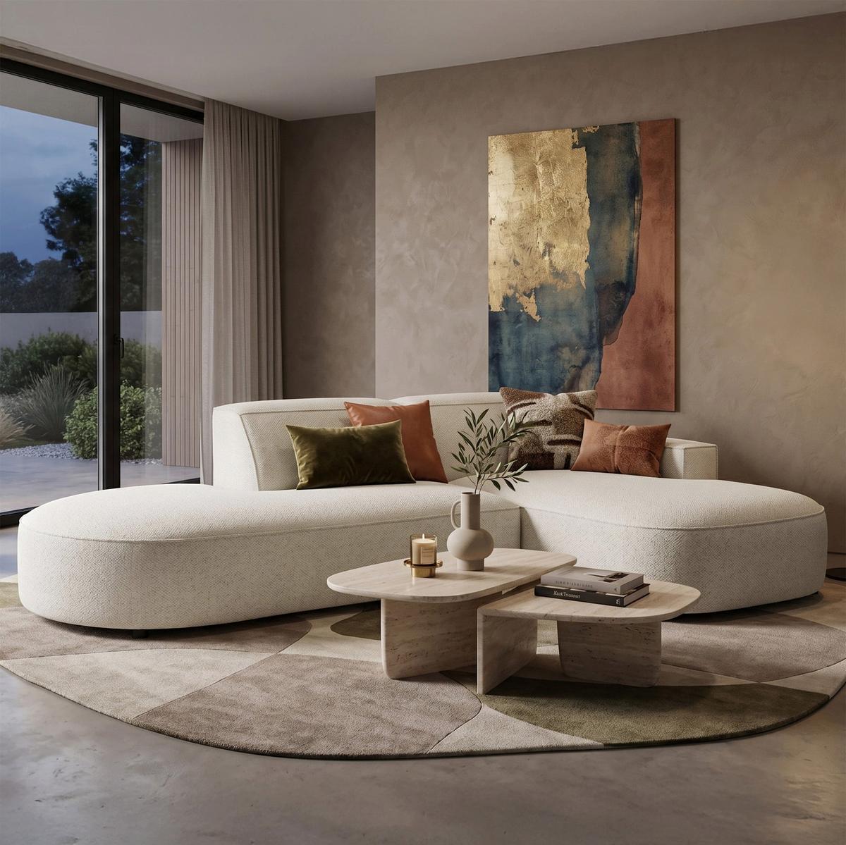 ECKSOFA Sallmo L-Form, 3-Sitzer, rechts 276 cm - Creme/Schwarz, Kunststoff/Textil (276/166cm) - Selsey