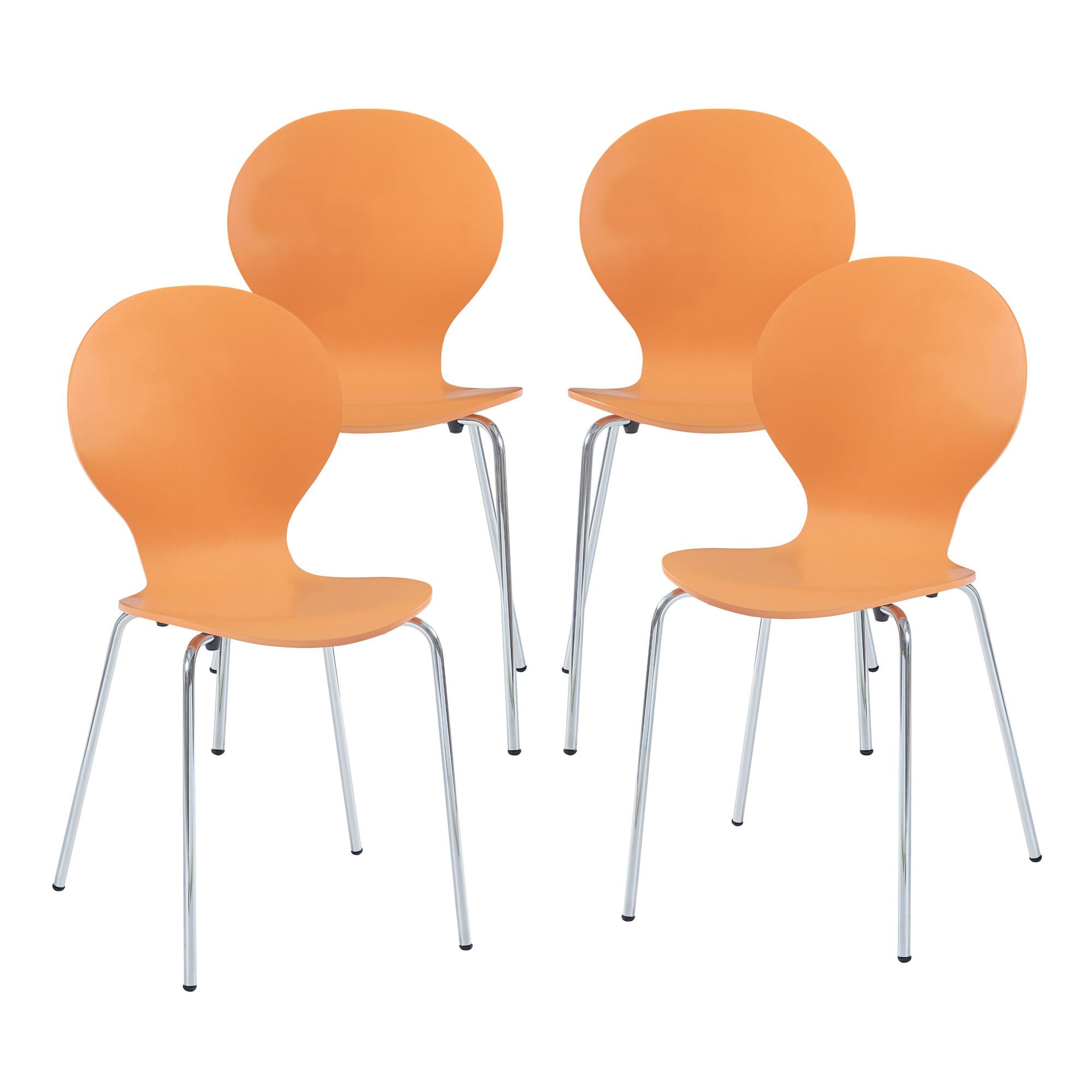 ESSZIMMERSTUHL-SET 4 TLG. Etne - Chromfarben/Orange, Holz/Metall (48/85/50cm) - [en.casa]