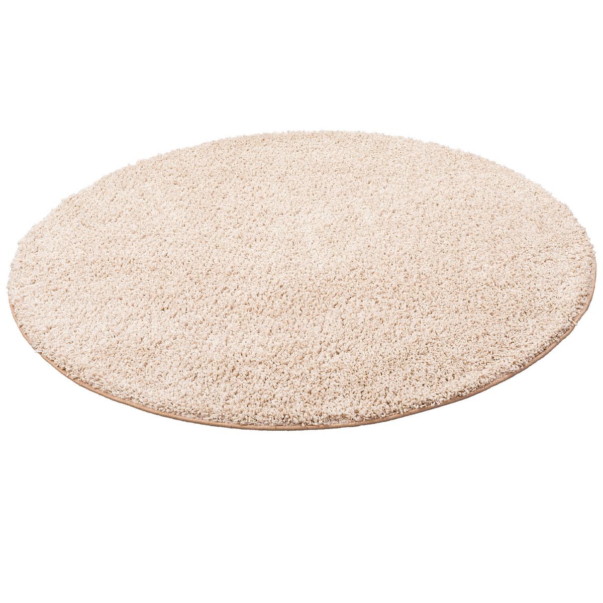 LUXUS HOCHFLOR LANGFLOR TEPPICH MILANO RUND - Beige, Textil (100/100cm) - Snapstyle