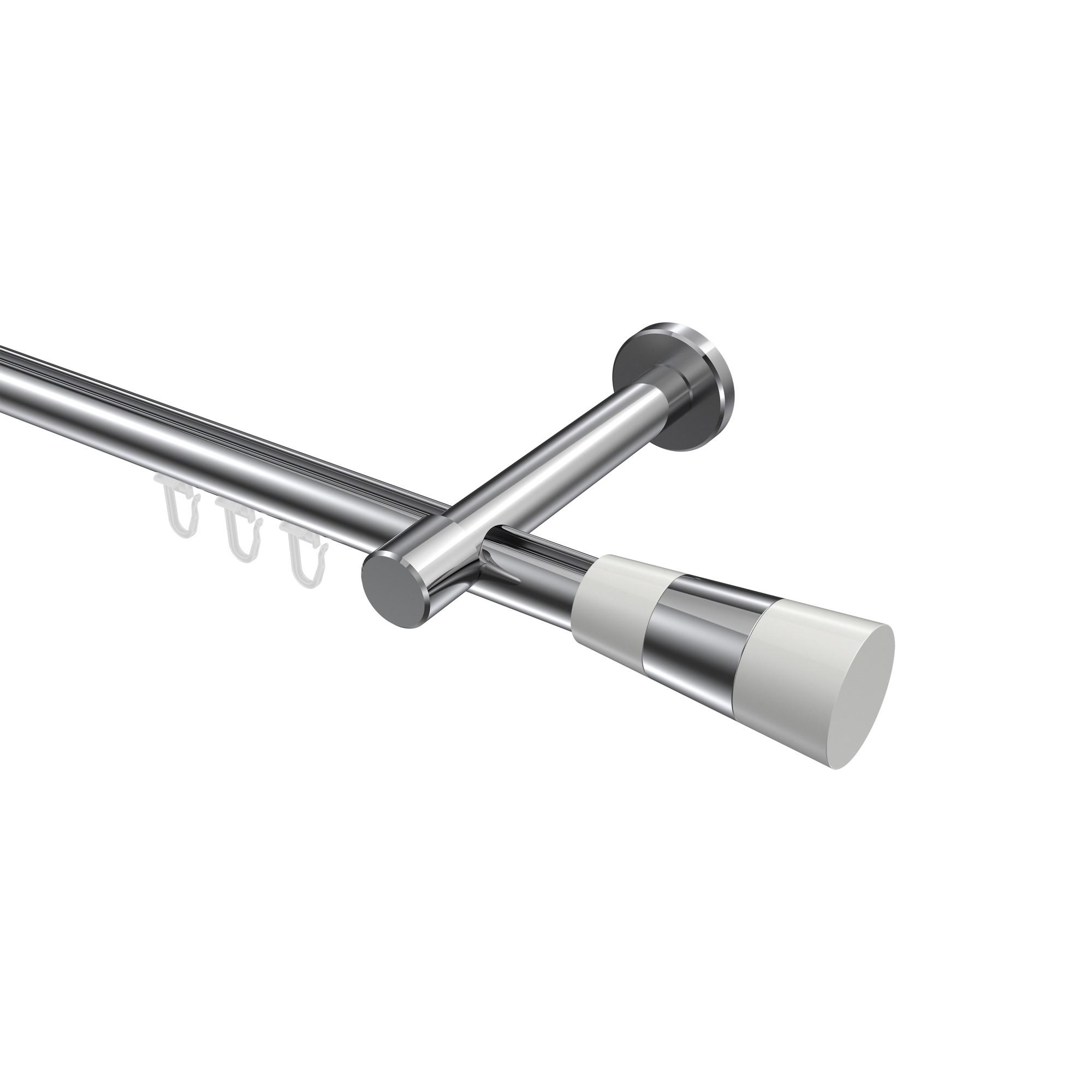 GARDINENSTANGE INNENLAUF Prestige Tanara 420 cm (geteilt in 3 x 140 cm), 1-läufig, 20 mm Ø Chrom - Chromfarben/Weiß, Metall (420cm) - INTERDECO