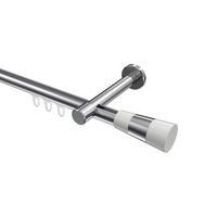 GARDINENSTANGE INNENLAUF Prestige Tanara 420 cm (geteilt in 3 x 140 cm), 1-läufig, 20 mm Ø Chrom - Chromfarben/Weiß, Metall (420cm) - INTERDECO