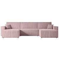 WOHNLANDSCHAFT mit Schlaffunktion und Bettkasten CELTIC-XLU - 377x143x83 cm Rosa Cord - Schwarz/Rosa, Holzwerkstoff/Kunststoff (377/83/143cm) - ALTDECOR
