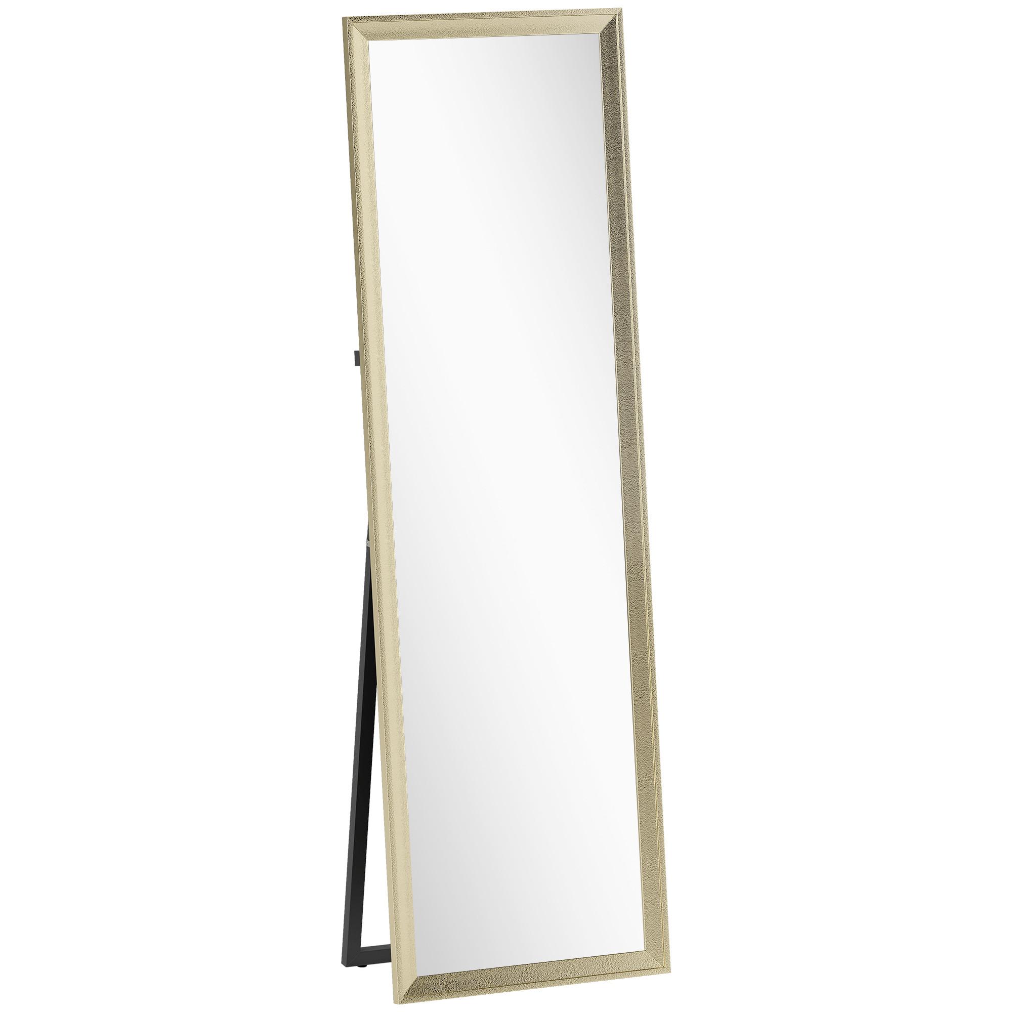 GANZKÖRPERSPIEGEL 160 x 50 cm Rechteckig Standspiegel mit Metalloptik Gold - Goldfarben, Kunststoff (50/160/4cm) - HOMCOM