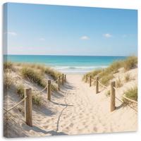 LEINWANDBILD Meer Strand Landschaft 60x60cm - Grau, Textil (60/60cm) - Feeby