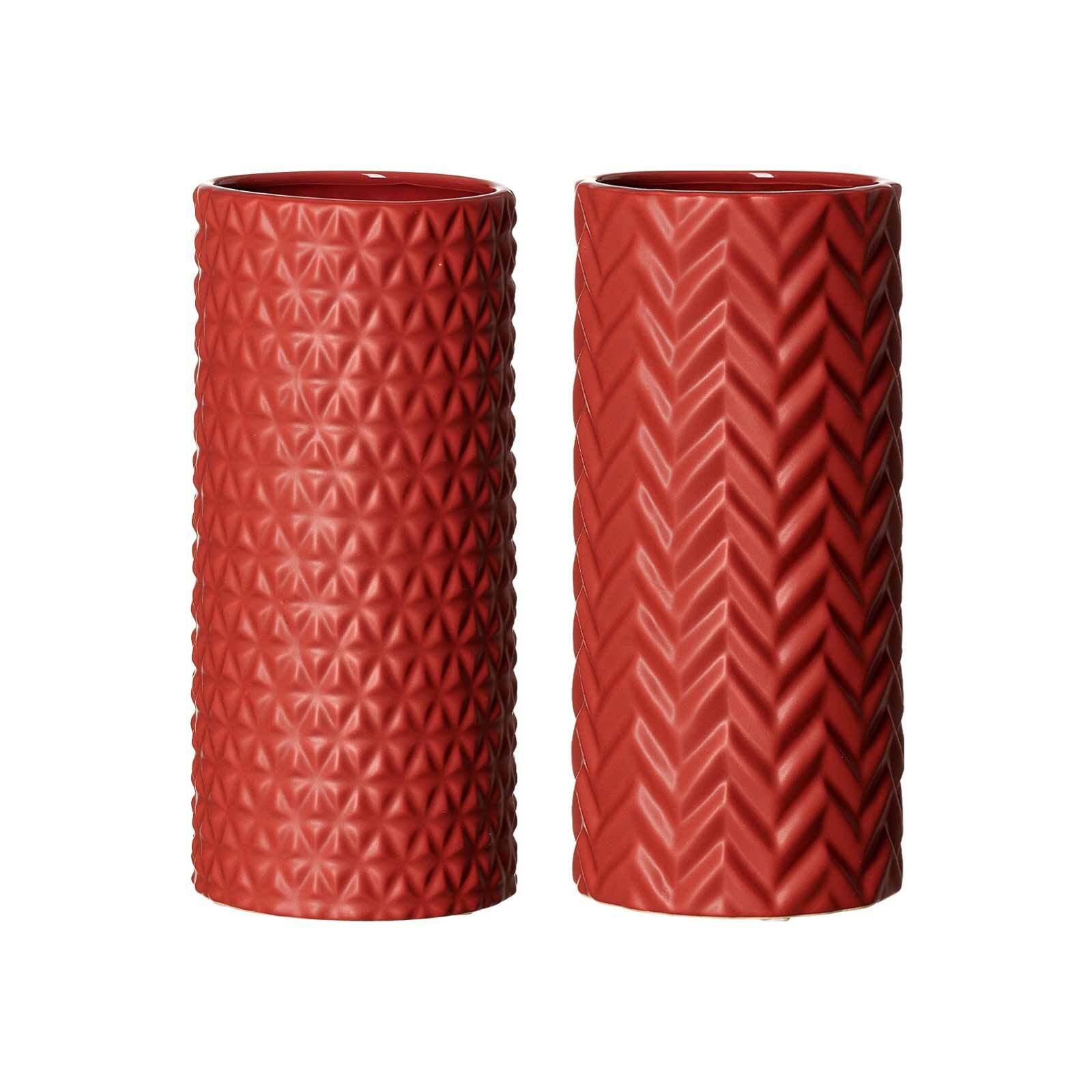 VASEN Raute & Zick Zack Terra 25 cm 2er Set - Terracotta, Keramik (25cm) - Ritzenhoff Breker
