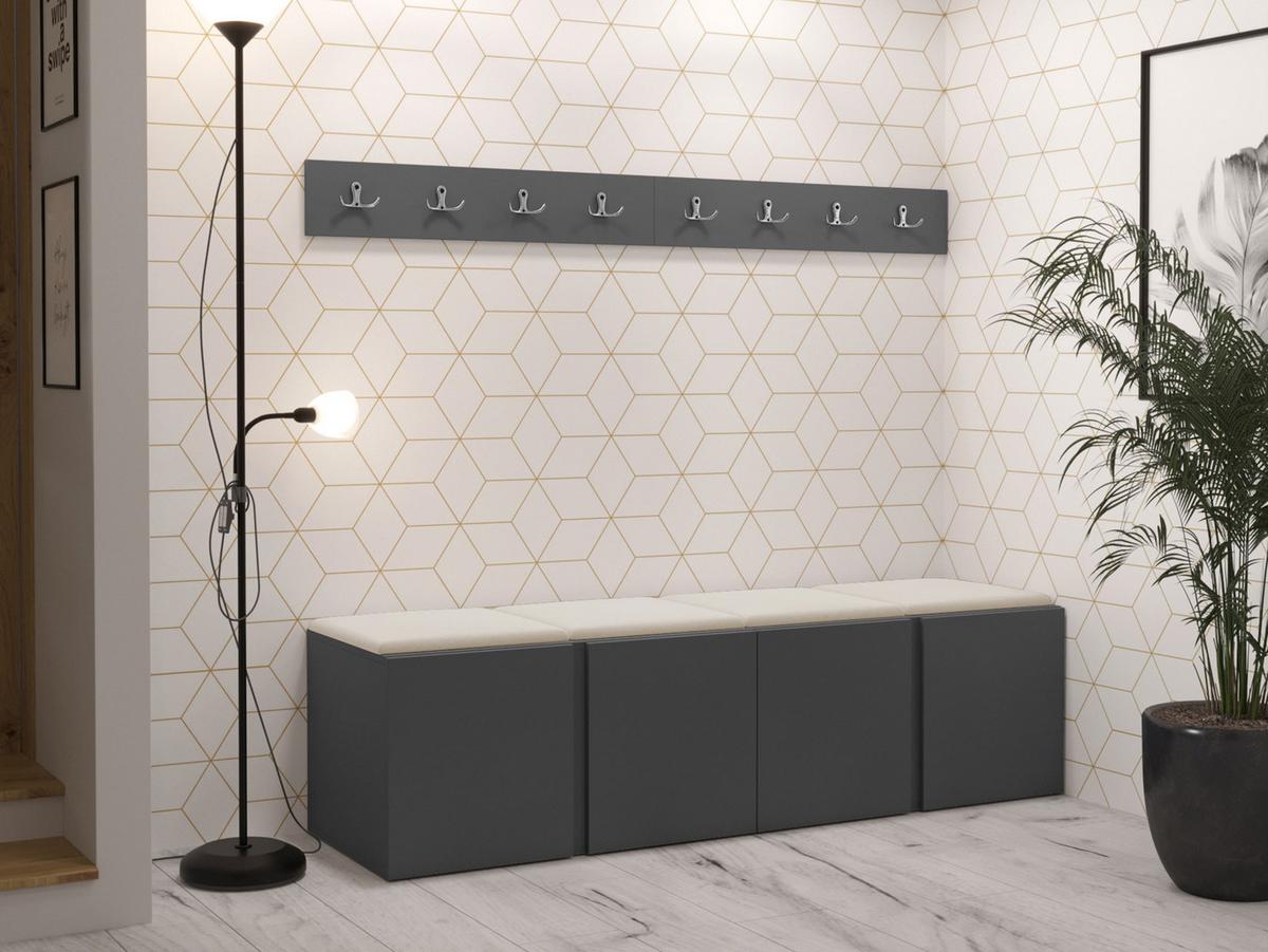 GARDEROBEN-SET Orion VII - Beige/Graphitfarben, Holzwerkstoff/Kunststoff (168/42/46cm) - MIRJAN24