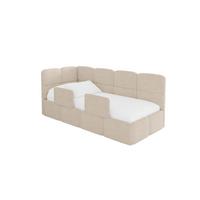 EINZELLBETT Jugendbett mit Bettkasten und Matratze H3/H4, Rechts - KIVY 80x200 Beige - Kaschmir, Holzwerkstoff/Textil (80/200cm) - ALTDECOR