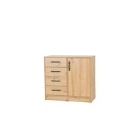 KOMMODE VANO 90/84/40cm mit 4 Schubladen 1 Türen Eiche Artisan - Eiche Artisan, Holzwerkstoff (90/84/40cm) - MASSENO