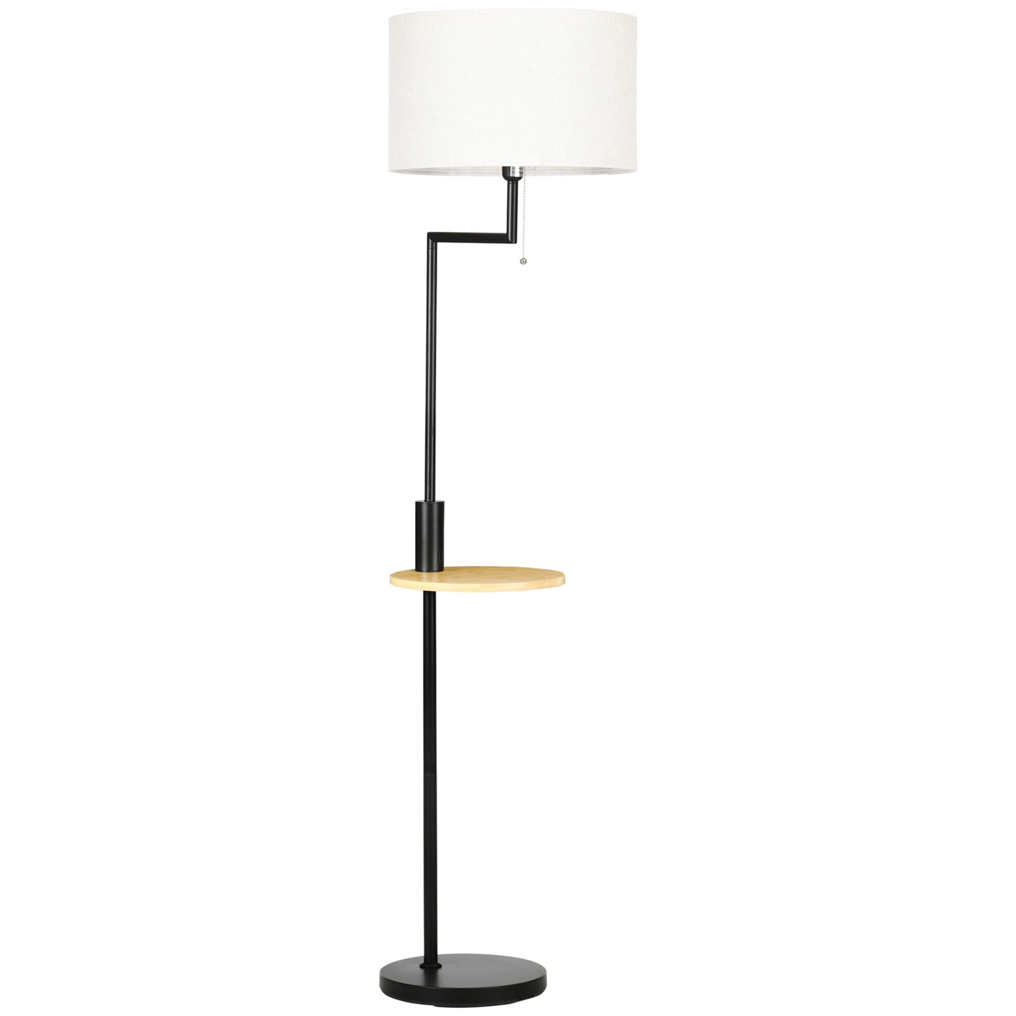 STEHLEUCHTE, Stehlampe mit Ablage, 40 W Standlampe mit USB-Anschluss, Creme - Weiß, Metall (40/40/170cm) - HOMCOM