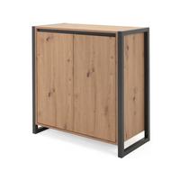 KOMMODE Artisan Eiche, anthrazit, Industrial Design 80 x 88 cm, Anrichte 2-türig - Anthrazit/Eiche Artisan, Holzwerkstoff (80/88/40cm) - Furn.Design