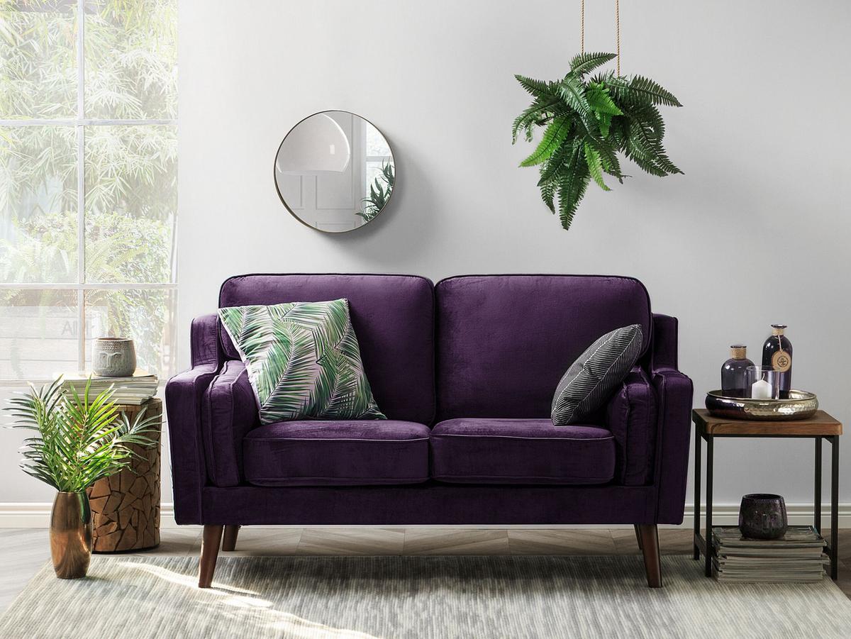 2-SITZER-SOFA Samtstoff Violett Lokka - Violett, Textil (150/85/83cm) - Beliani