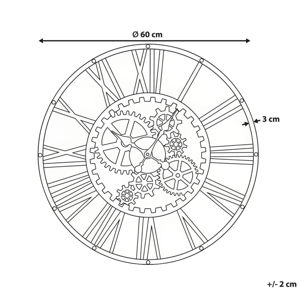 WANDUHR 60 cm Metall Schwarz Petrer - Schwarz, Metall (60/60/3cm) - Beliani