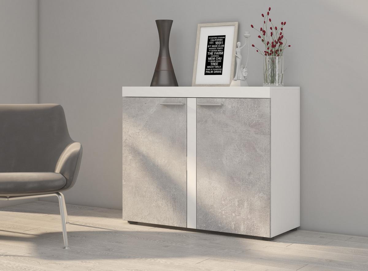 SIDEBOARD RITMO 97x40x82 cm mit 2 Türen Weiß - Weiß, Holzwerkstoff (97/82/40cm) - MASSENO